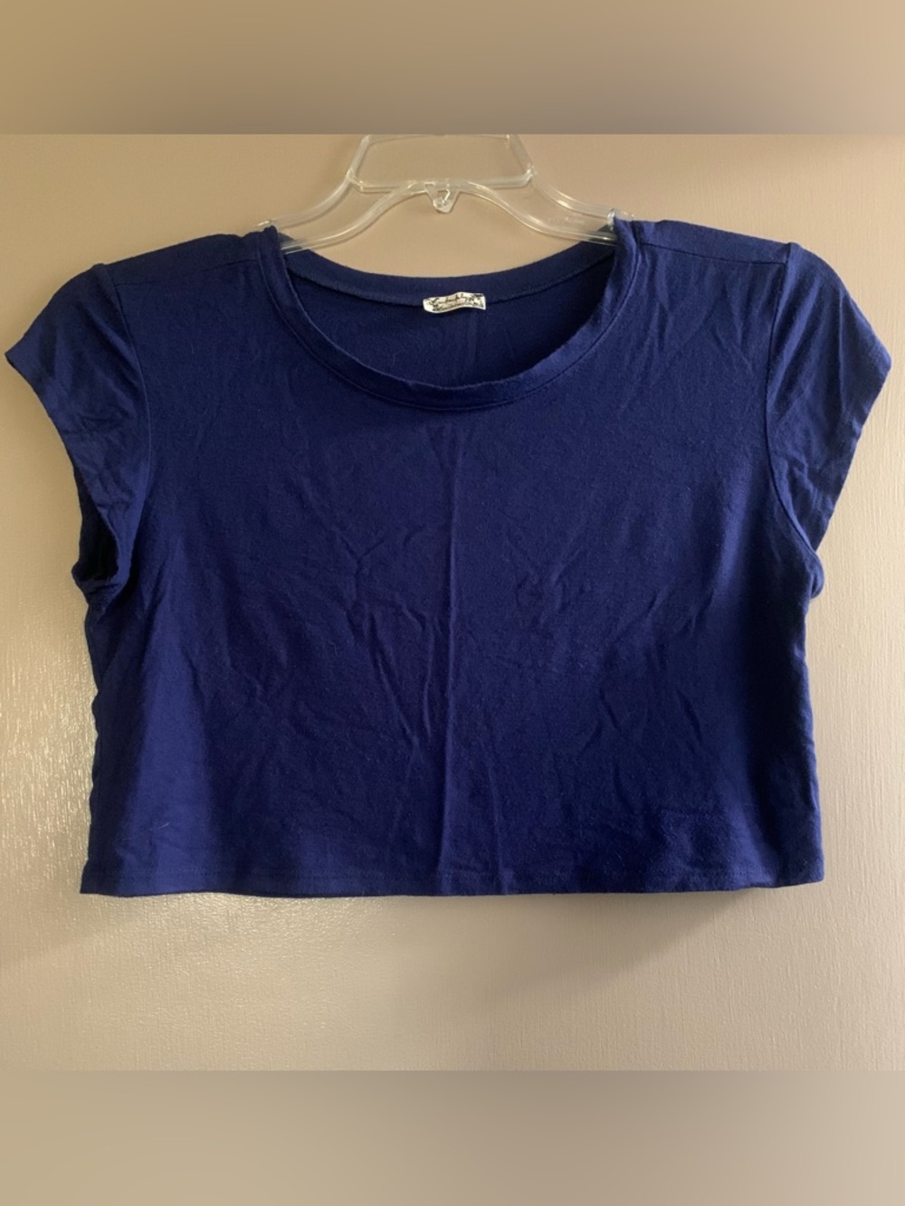 Free People Crop Oversized Tee Navy Color Size XS